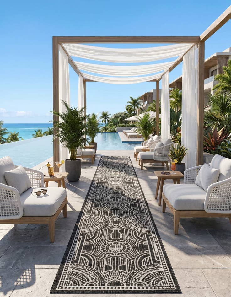 Detail image of 2' x 8' Easy-Clean Traditional Indoor / Outdoor Runner Rug