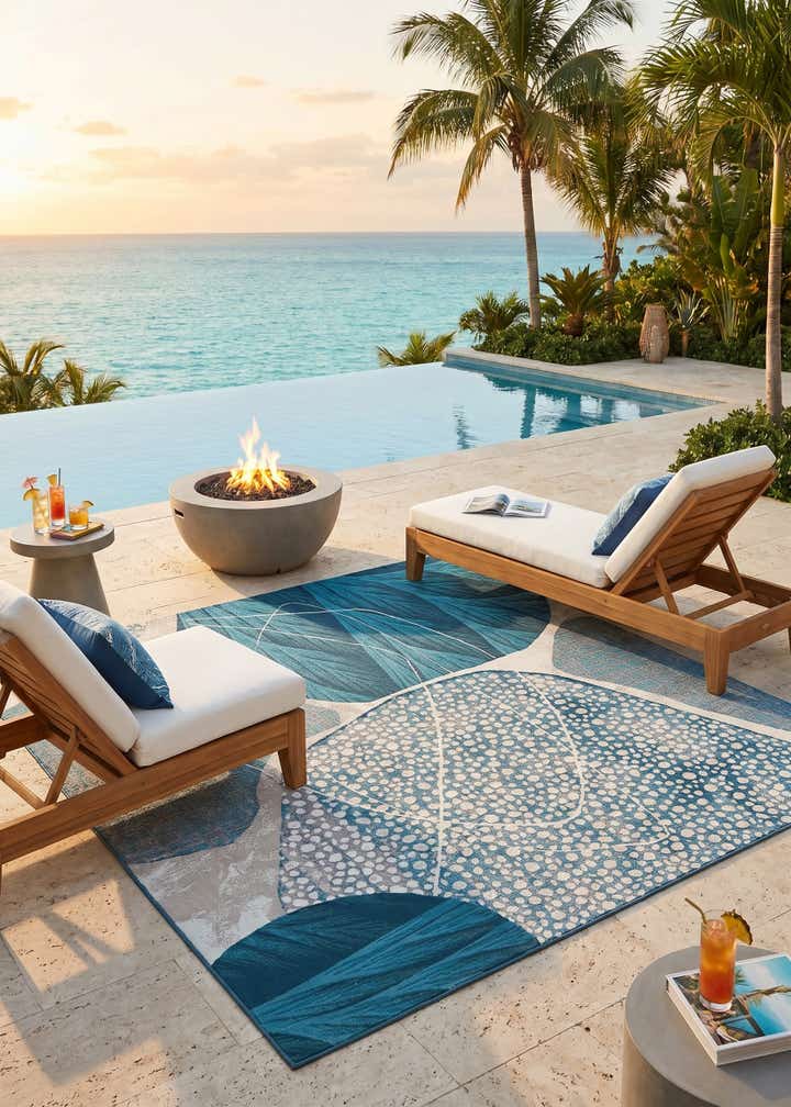 7' 10 x 7' 10 Easy-Clean Modern Indoor / Outdoor Square Rug