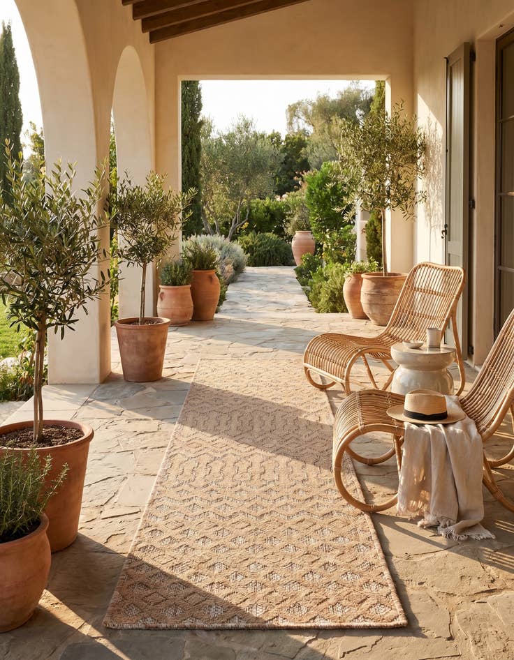 Detail image of 2' x 8' Easy-Clean Trellis Textured Indoor / Outdoor Runner Rug