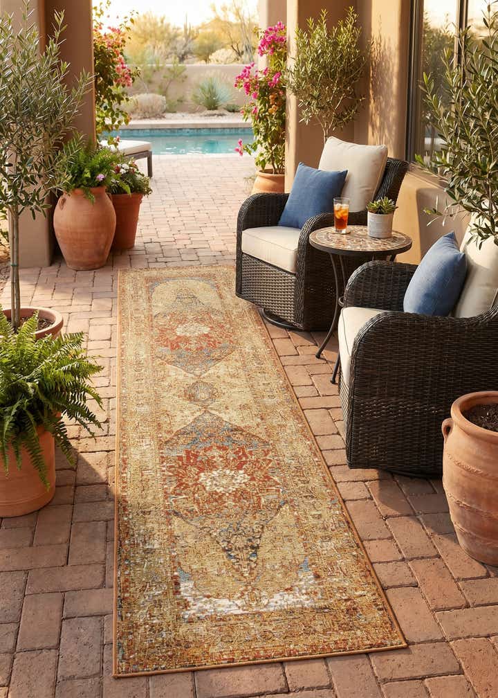 2' x 8' Easy-Clean Traditional Indoor / Outdoor Runner Rug