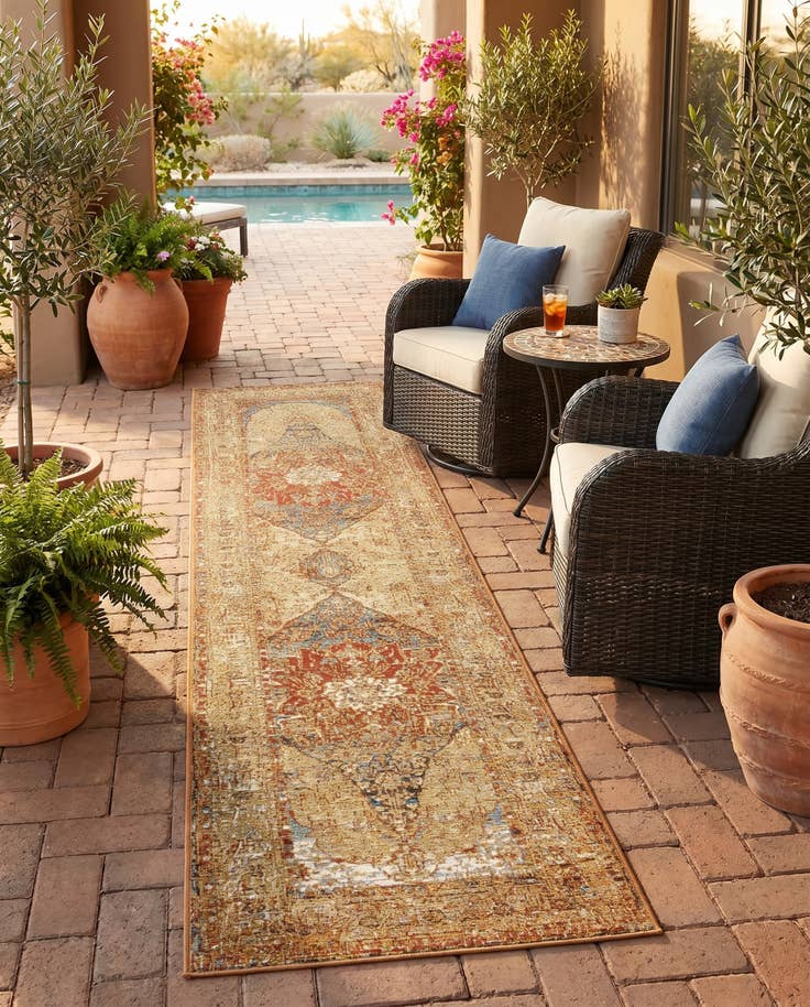 Detail image of 2' x 8' Easy-Clean Traditional Indoor / Outdoor Runner Rug