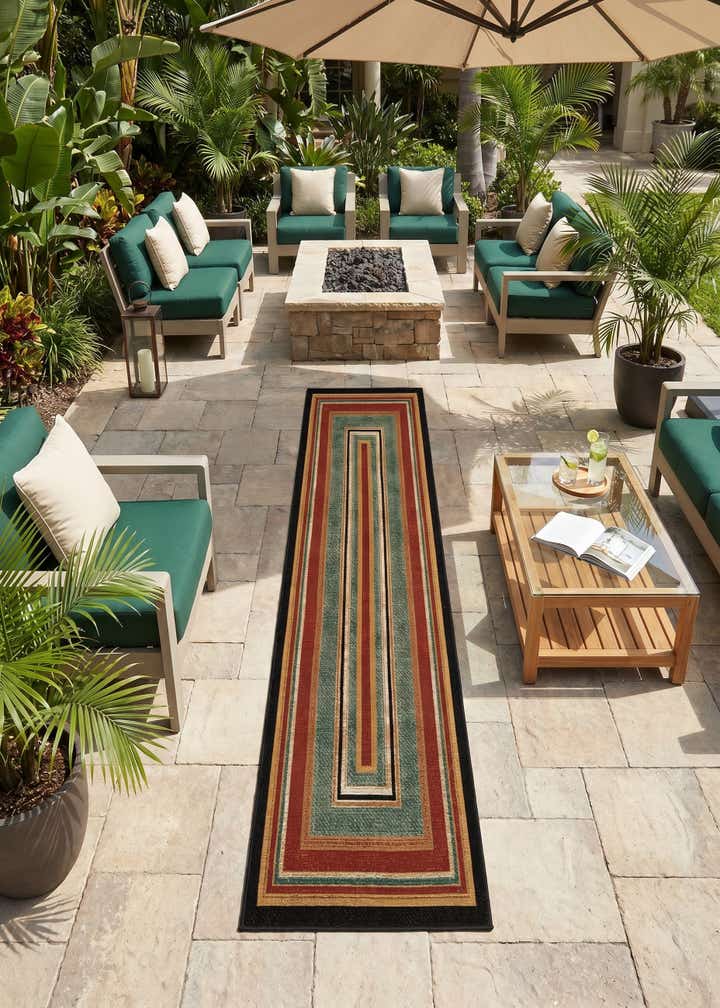 2' 7 x 10' Easy-Clean Modern Indoor / Outdoor Runner Rug