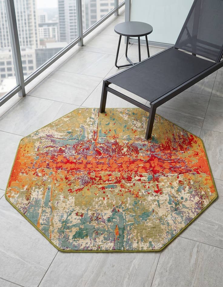 Detail image of 4' x 4' Easy-Clean Modern Indoor / Outdoor Octagon Rug
