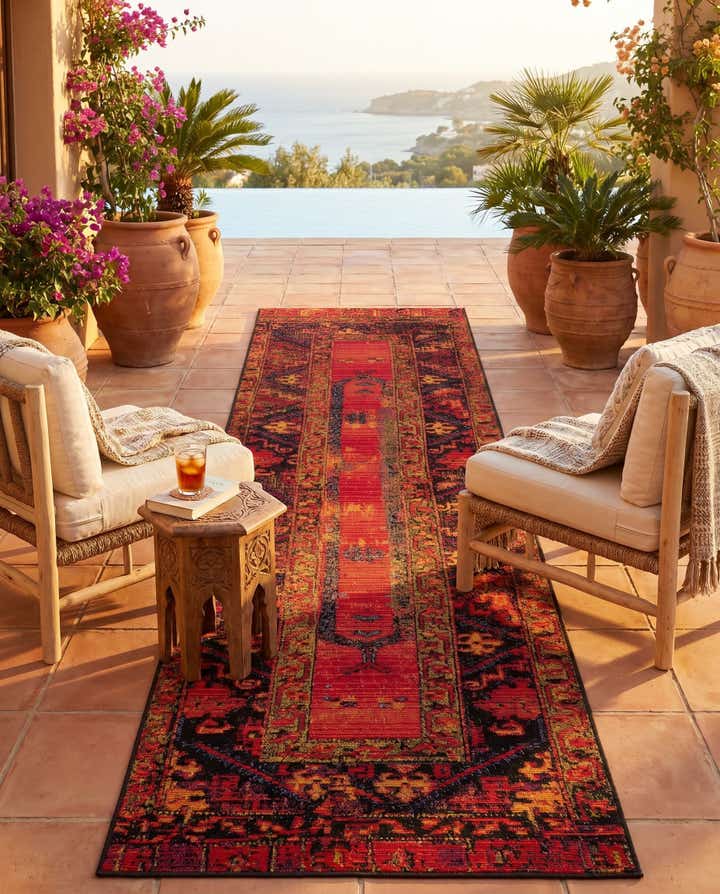 2' x 6' Easy-Clean Tribal Indoor / Outdoor Runner Rug