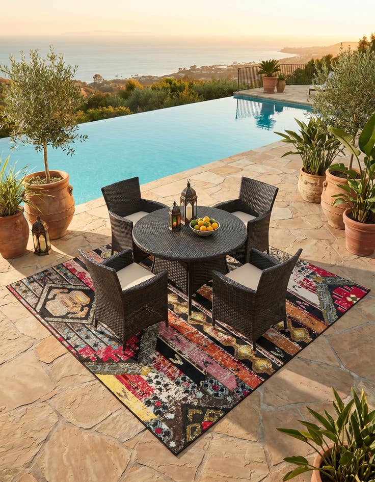 Detail image of 10' x 10' Easy-Clean Casablanca Indoor / Outdoor Square Rug