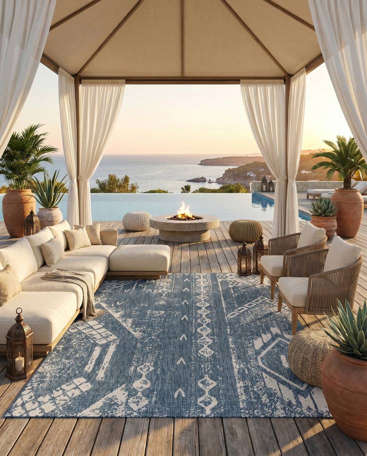 Detail image of 7' x 10' Easy-Clean Bohemian Indoor / Outdoor Rug
