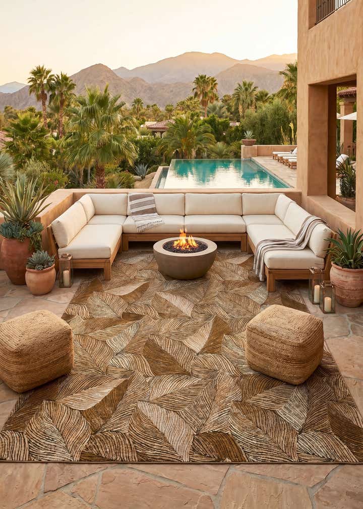 10' x 14' Easy-Clean Botanical Indoor / Outdoor Rug
