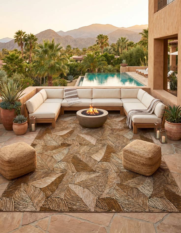 Detail image of 10' x 14' Easy-Clean Botanical Indoor / Outdoor Rug