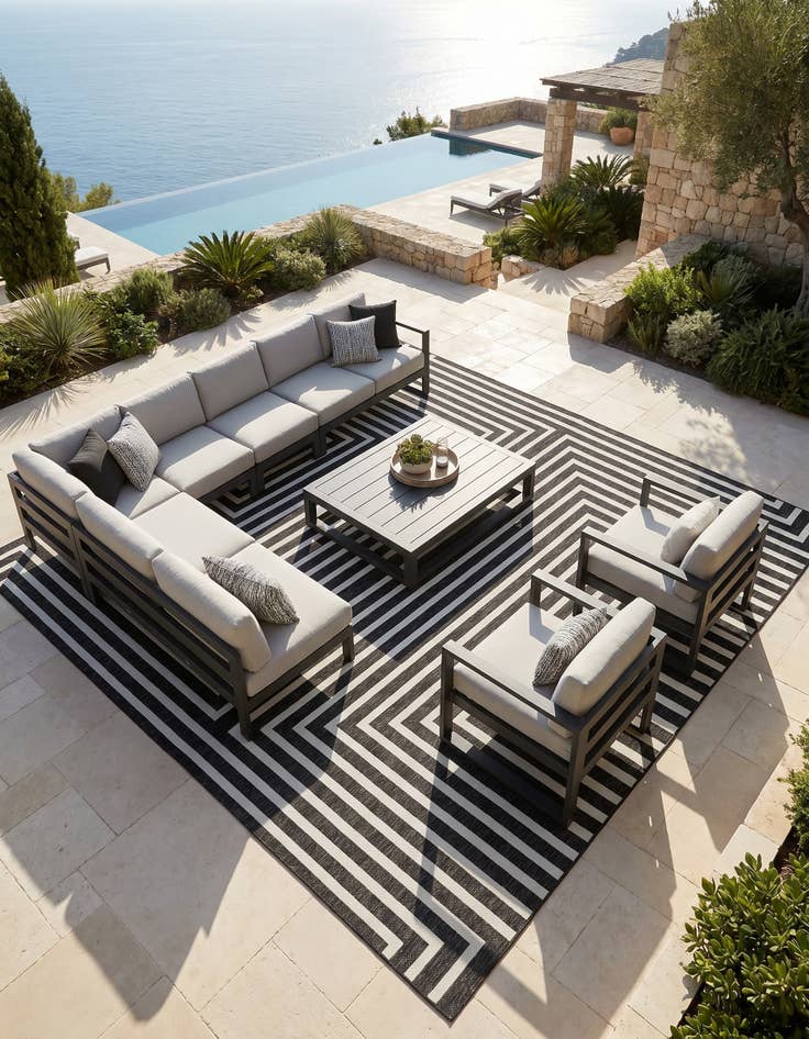 Detail image of 13' x 13' Easy-Clean Modern Indoor / Outdoor Square Rug