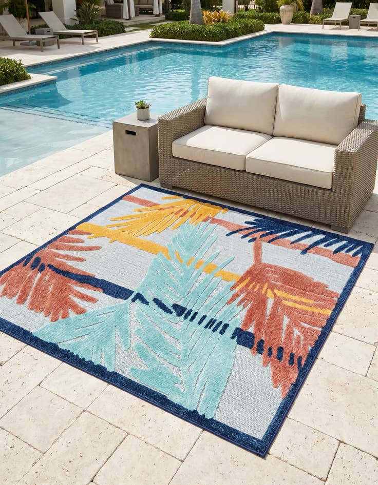 Detail image of 5' 3 x 5' 3 Easy-Clean Belize Indoor / Outdoor Square Rug