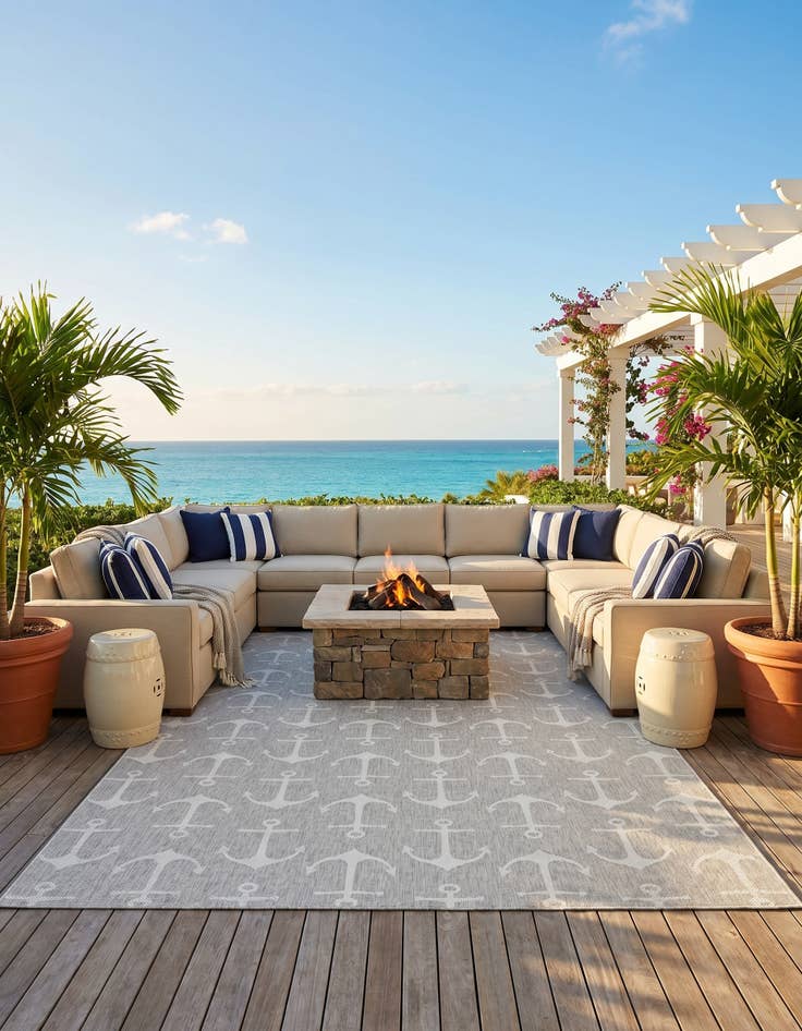 Detail image of 10' x 14' Easy-Clean Coastal Indoor / Outdoor Rug