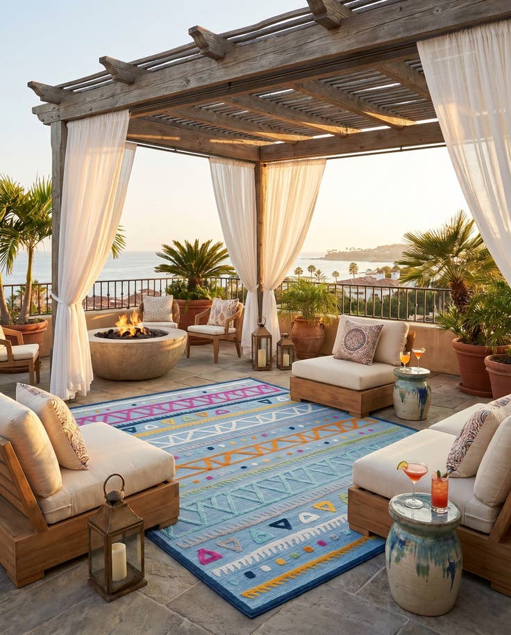Detail image of 7' 3 x 9' 10 Easy-Clean Indoor / Outdoor Rug