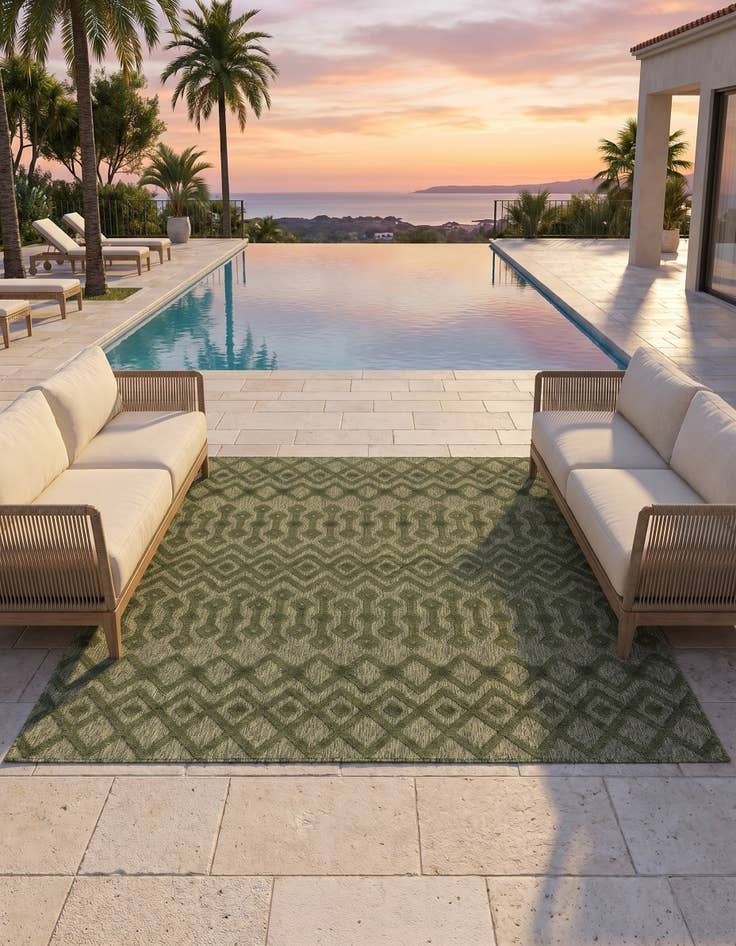Detail image of 7' 10 x 7' 10 Easy-Clean Trellis Textured Indoor / Outdoor Square Rug