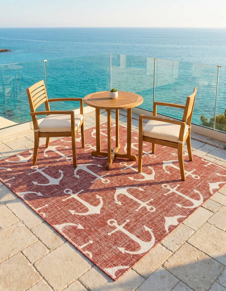 Detail image of 5' 3 x 5' 3 Easy-Clean Coastal Indoor / Outdoor Square Rug