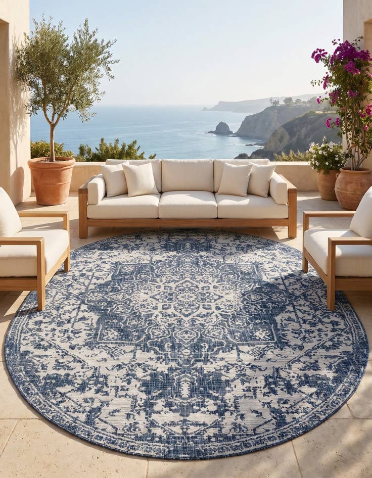 Detail image of 7' 10 x 10' Easy-Clean Jill Zarin Dubai Indoor / Outdoor Oval Rug