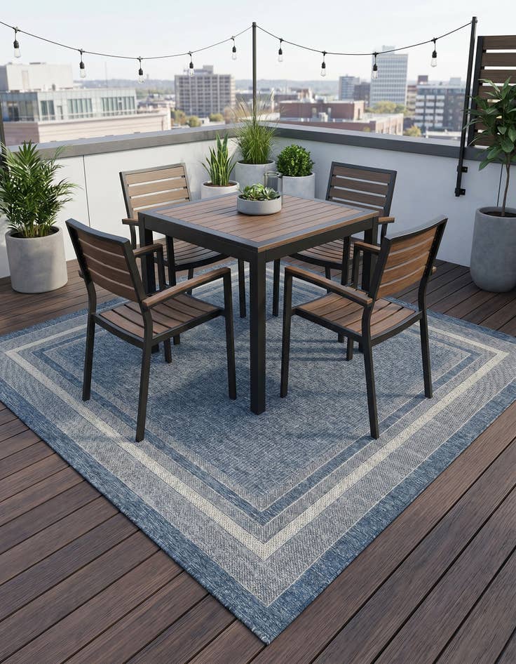 Detail image of 6' x 6' Easy-Clean Border Indoor / Outdoor Square Rug