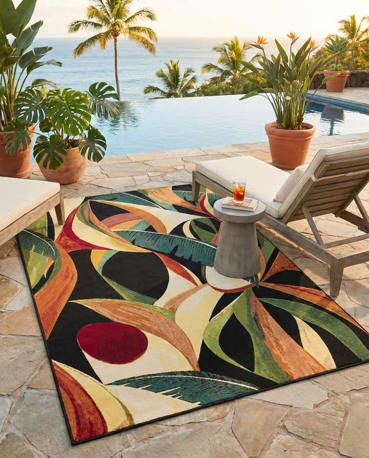 5' x 8' Easy-Clean Botanical Indoor / Outdoor Rug