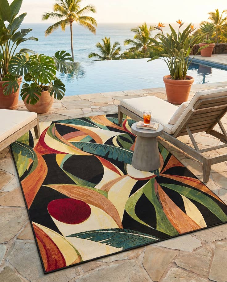 Detail image of 5' x 8' Easy-Clean Botanical Indoor / Outdoor Rug