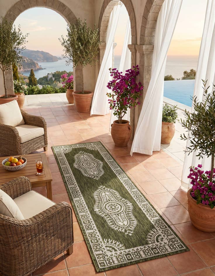 Detail image of 2' x 6' Easy-Clean Traditional Indoor / Outdoor Runner Rug