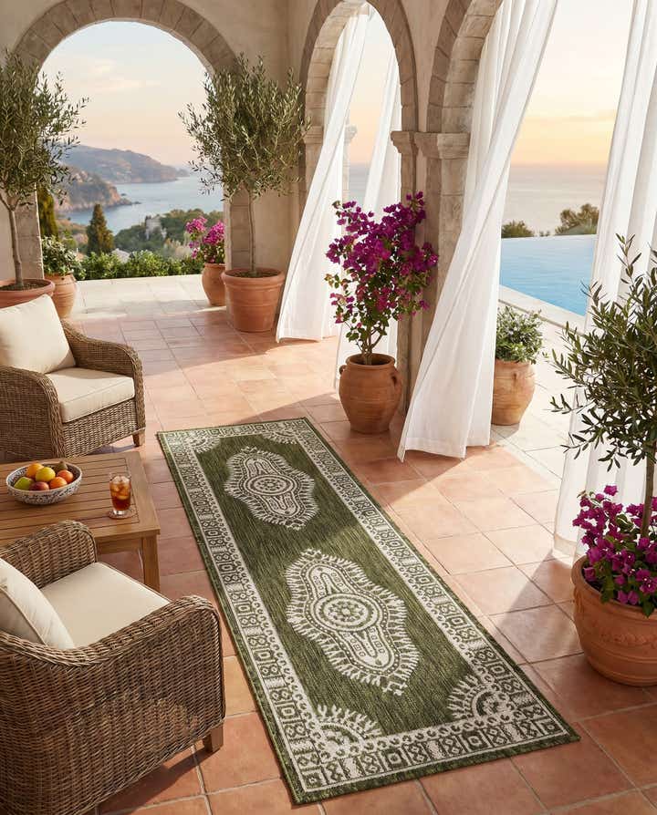 2' x 6' Easy-Clean Traditional Indoor / Outdoor Runner Rug