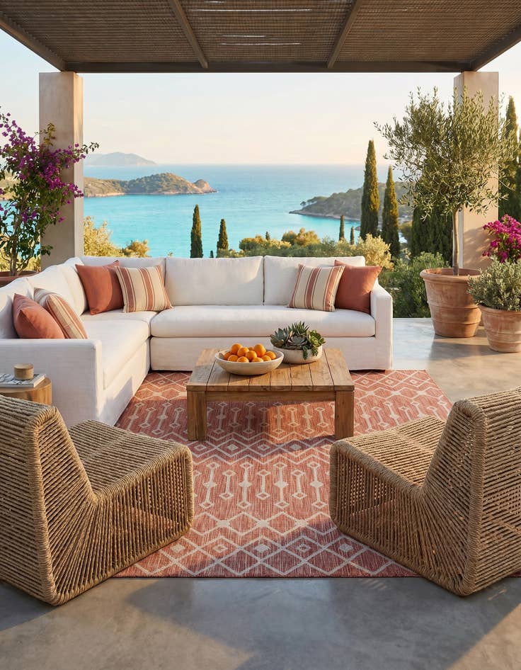 Detail image of 7' 10 x 7' 10 Easy-Clean Trellis Indoor / Outdoor Square Rug