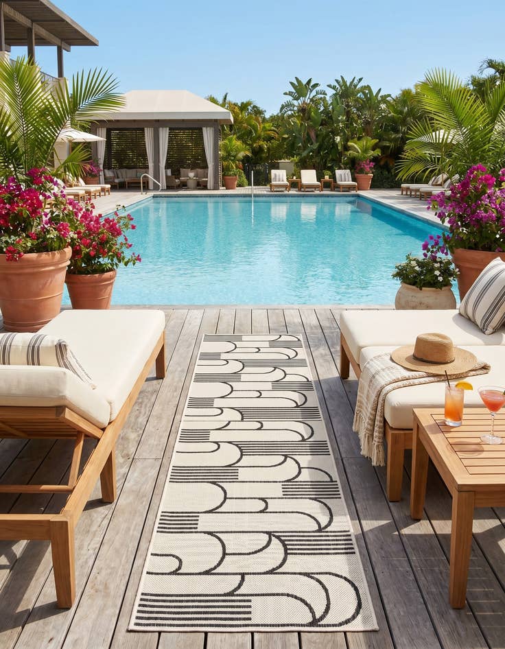 Detail image of 2' x 8' Easy-Clean Modern Indoor / Outdoor Runner Rug