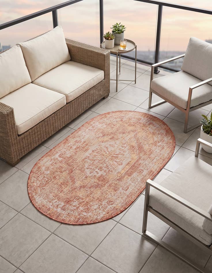 Detail image of 3' x 5' 3 Easy-Clean Traditional Indoor / Outdoor Oval Rug