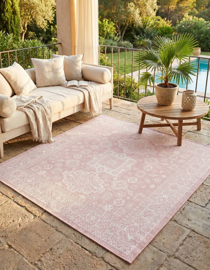 Detail image of 5' 3 x 5' 3 Easy-Clean Aztec Indoor / Outdoor Square Rug