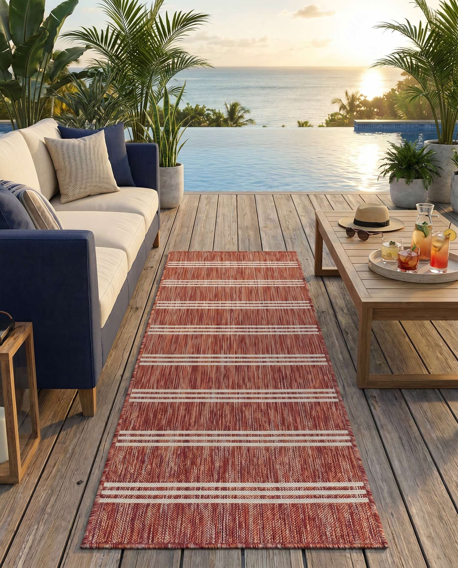 2' x 6' Easy-Clean Jill Zarin Anguilla Indoor / Outdoor Runner Rug