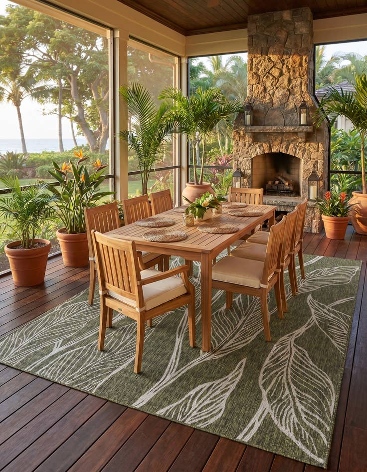 Detail image of 7' 10 x 10' Easy-Clean Botanical Indoor / Outdoor Rug