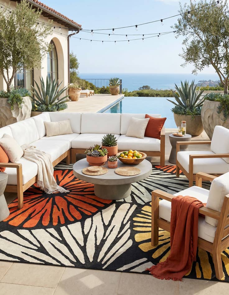 Detail image of 10' x 10' Easy-Clean Casablanca Indoor / Outdoor Square Rug