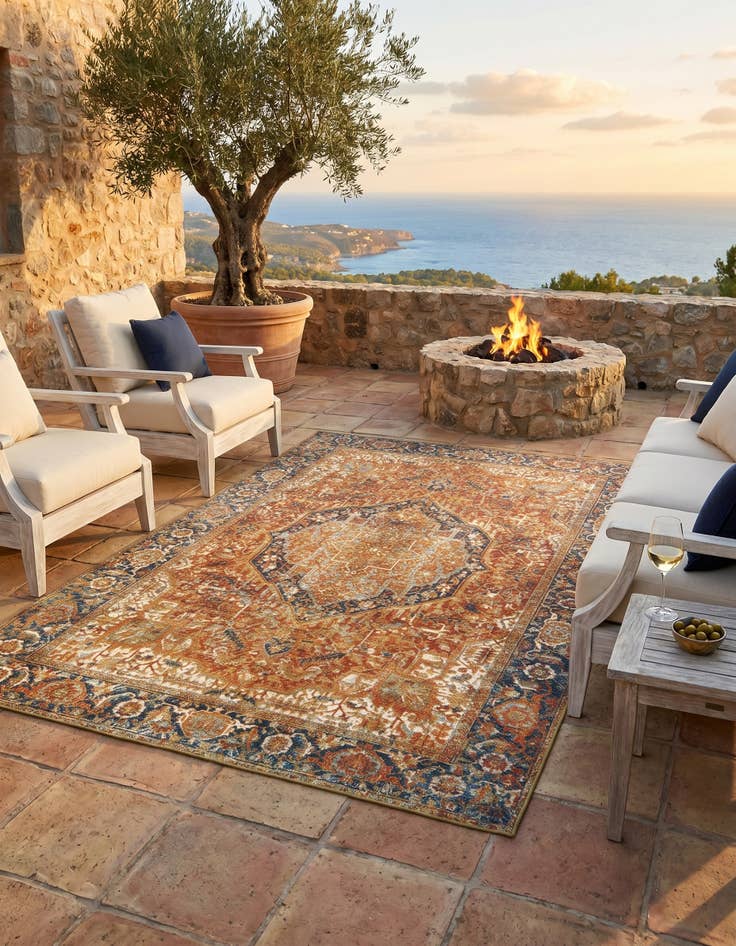 Detail image of 5' 3 x 8' Easy-Clean Traditional Indoor / Outdoor Rug
