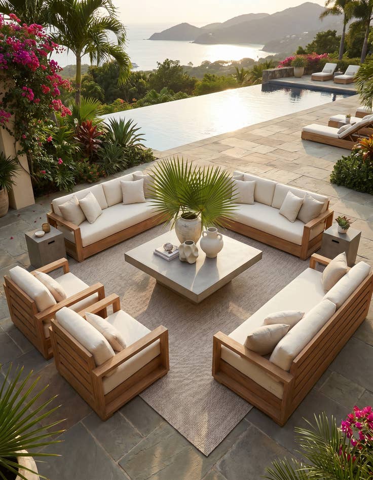 Detail image of 7' 10 x 10' Easy-Clean Solid Indoor / Outdoor Rug