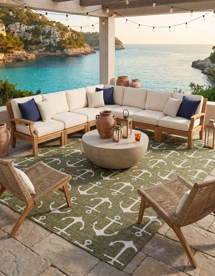 Detail image of 10' x 14' Easy-Clean Coastal Indoor / Outdoor Rug