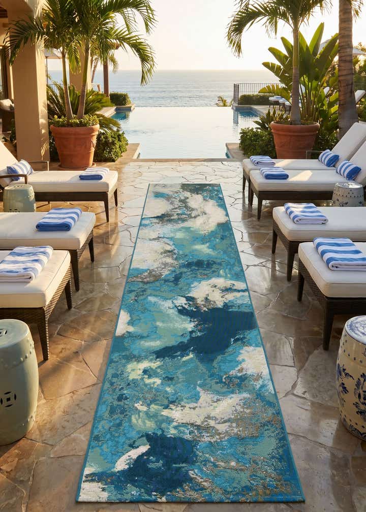 2' 7 x 10' Easy-Clean Modern Indoor / Outdoor Runner Rug