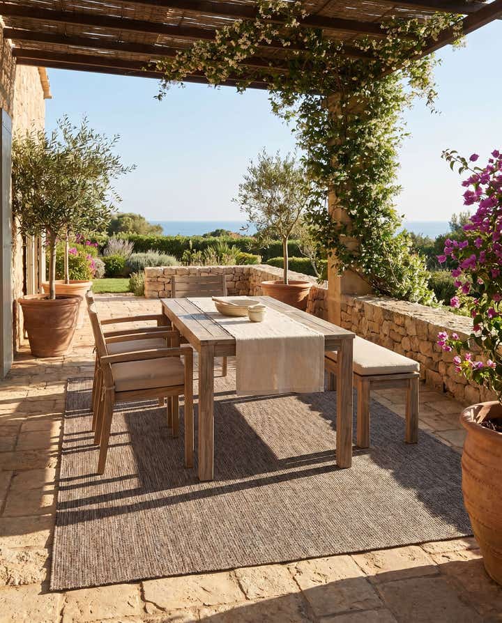 5' 3 x 8' Easy-Clean Solid Indoor / Outdoor Rug