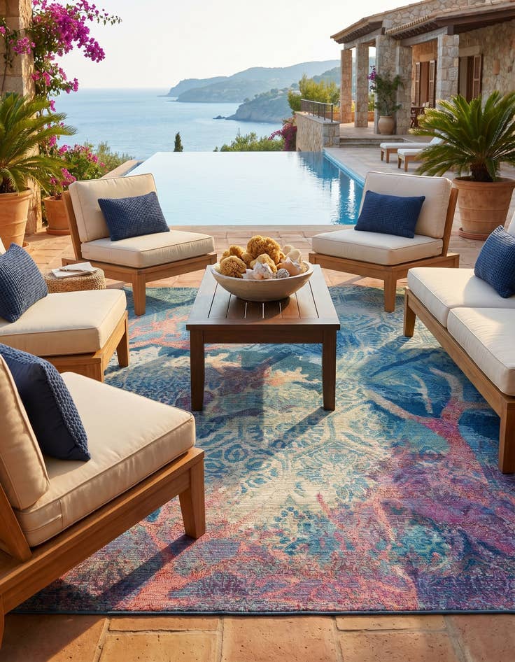 Detail image of 6' x 9' Easy-Clean Coastal Indoor / Outdoor Rug