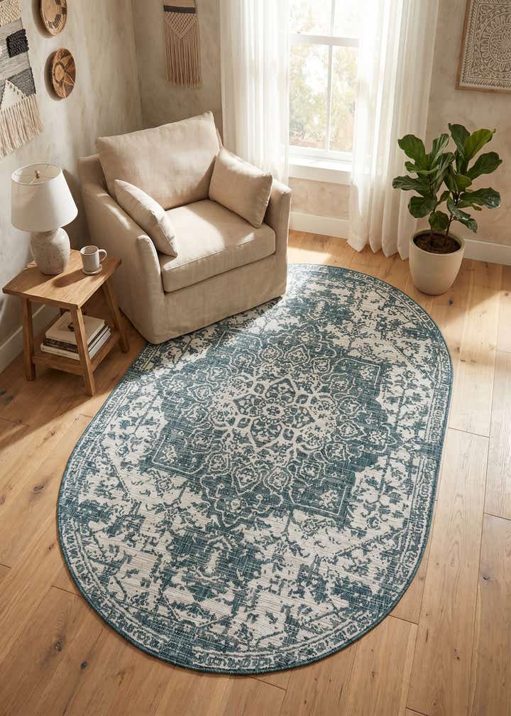 5' 3 x 8' Easy-Clean Jill Zarin Dubai Indoor / Outdoor Oval Rug