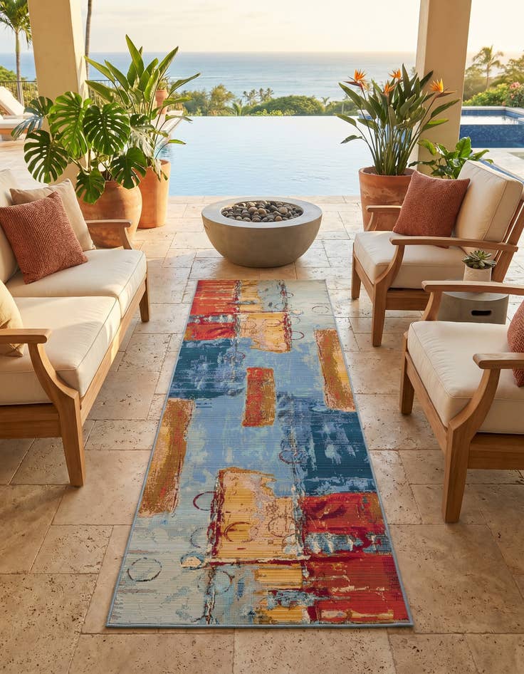 Detail image of 2' 7 x 9' Easy-Clean Modern Indoor / Outdoor Runner Rug