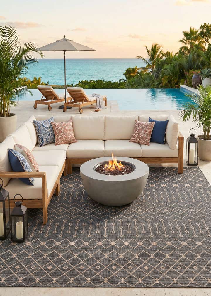 10' 8 x 10' 8 Easy-Clean Trellis Indoor / Outdoor Square Rug