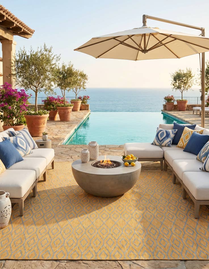 Detail image of 13' x 13' Easy-Clean Jill Zarin Turks and Caicos Indoor / Outdoor Square Rug