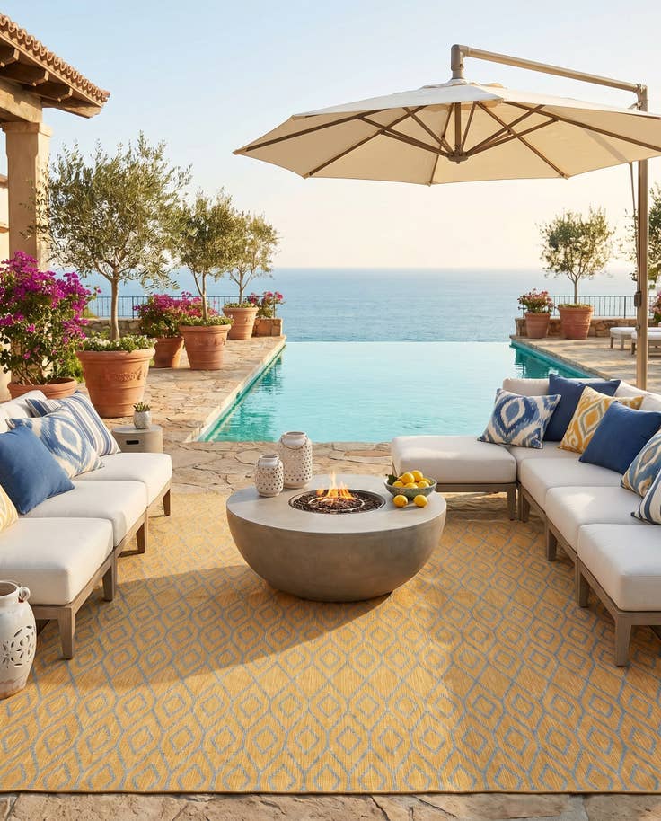 Detail image of 13' x 13' Easy-Clean Jill Zarin Turks and Caicos Indoor / Outdoor Square Rug