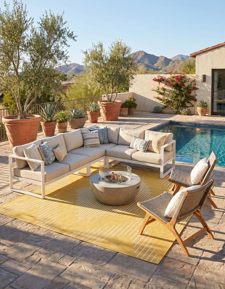 Detail image of 7' x 10' Easy-Clean Modern Indoor / Outdoor Rug