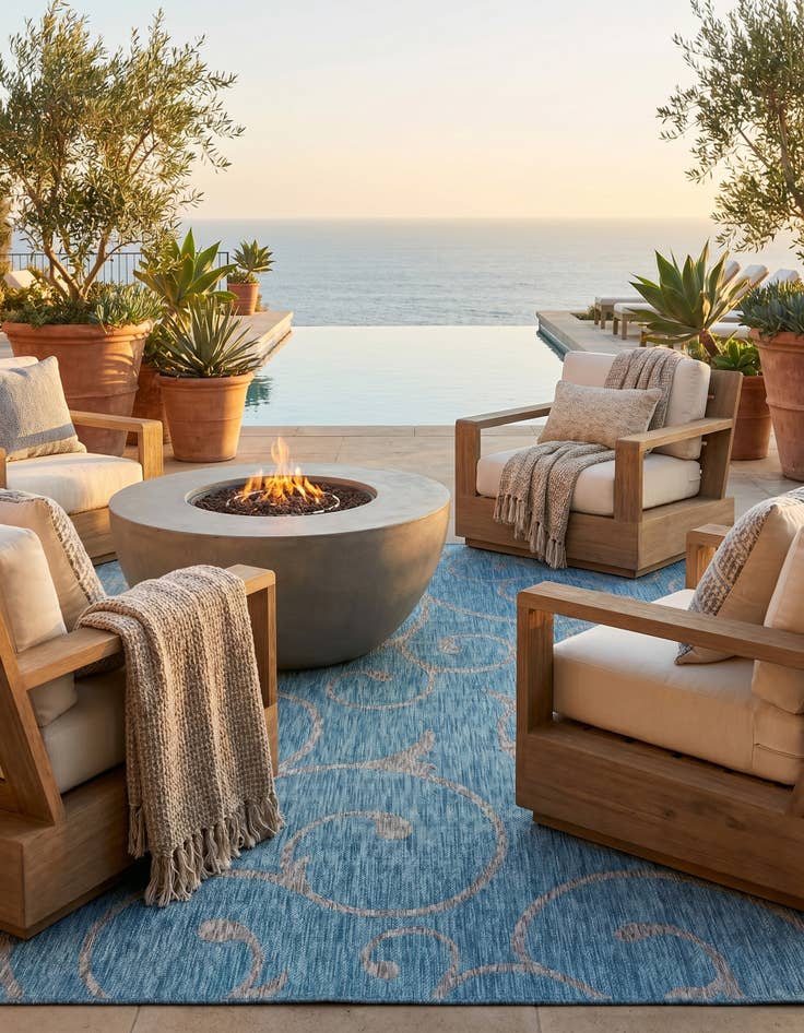 Detail image of 7' 10 x 11' Easy-Clean Botanical Indoor / Outdoor Rug