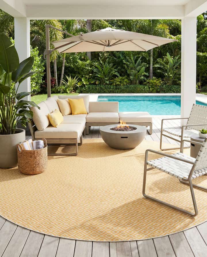 13' x 13' Easy-Clean Jill Zarin Costa Rica Indoor / Outdoor Round Rug