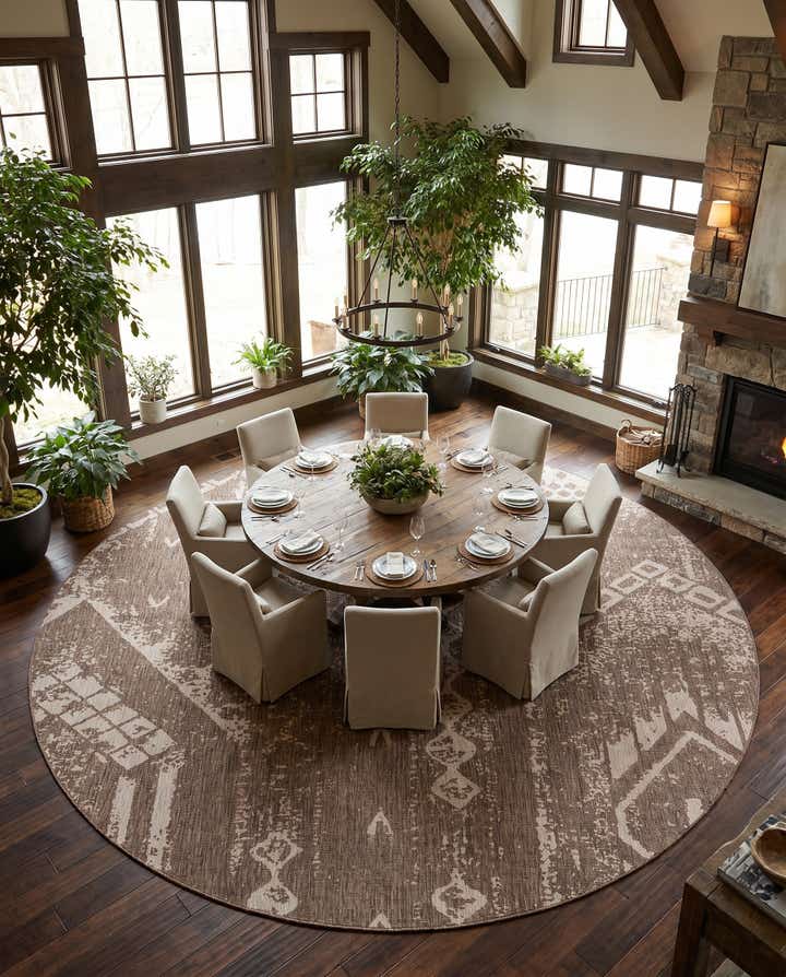 13' x 13' Easy-Clean Bohemian Indoor / Outdoor Round Rug