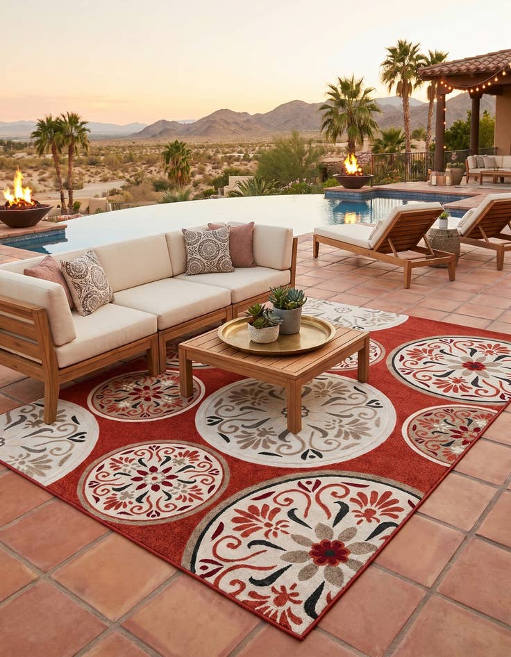 Detail image of 10' x 14' 1 Easy-Clean Modern Indoor / Outdoor Rug