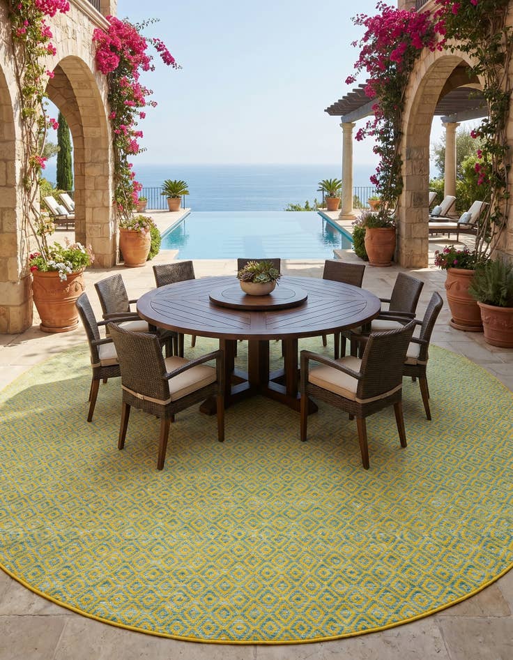 Detail image of 13' x 13' Easy-Clean Jill Zarin Costa Rica Indoor / Outdoor Round Rug