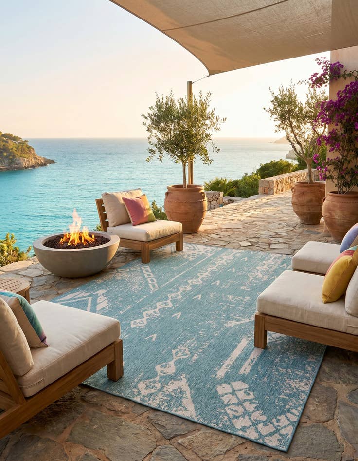 Detail image of 9' x 12' Easy-Clean Bohemian Indoor / Outdoor Rug