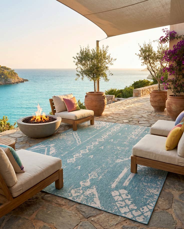 Detail image of 9' x 12' Easy-Clean Bohemian Indoor / Outdoor Rug
